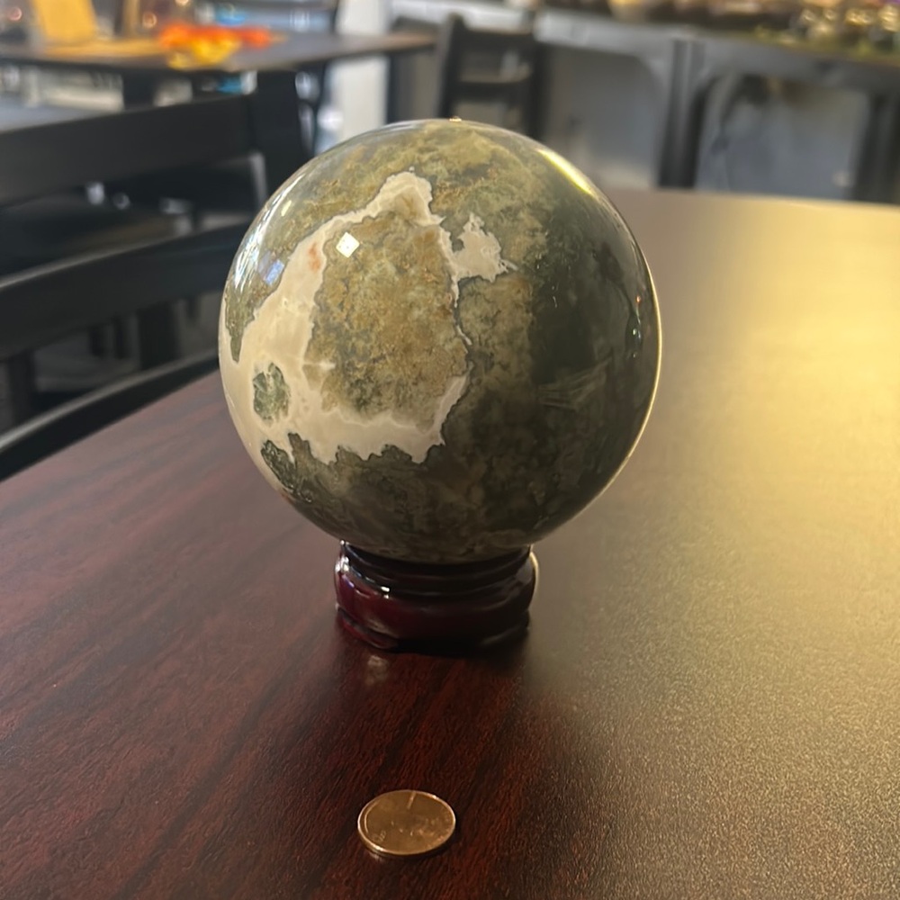 Moss agate sphere